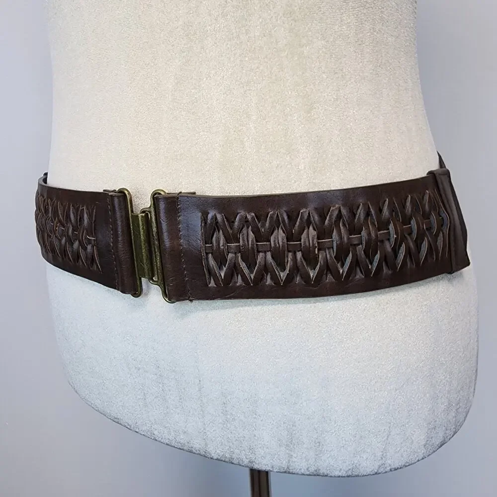 Vintage Y2K Braided Wide Strap Belt Size M/L 30-36